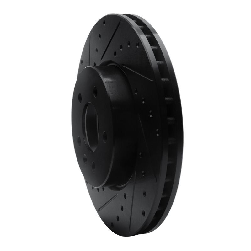 Cadillac CT4 Brake Rotor (1) - Front Left - R1 Concepts - Drilled & Slotted - Black - `13-`25